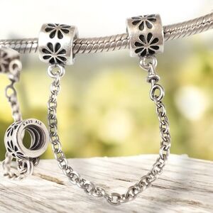 Pandora Sterling Silver Daisy Flowrr Safety Chain Charm Retired 790385